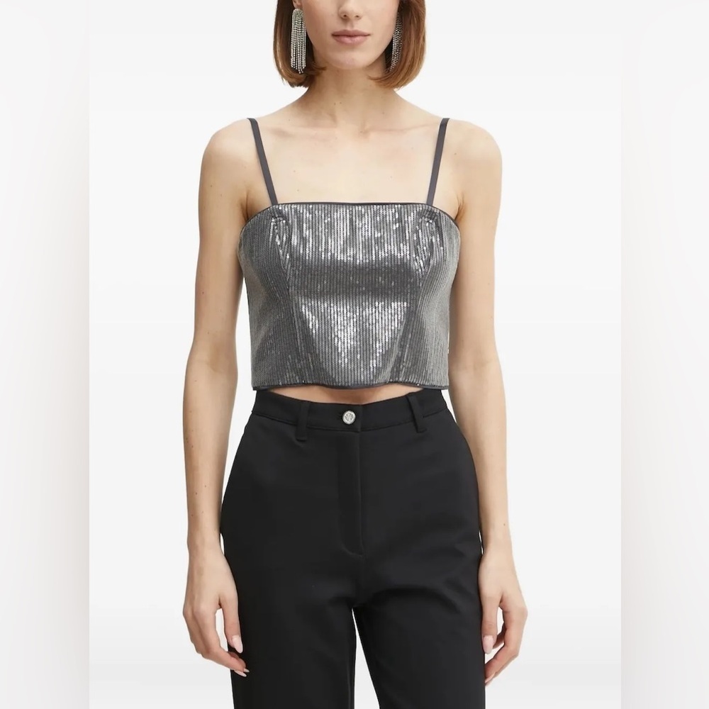 GUESS Cassia Sleeveless Sequin Bustier Whimsigoth Corset Top Size Medium NWT